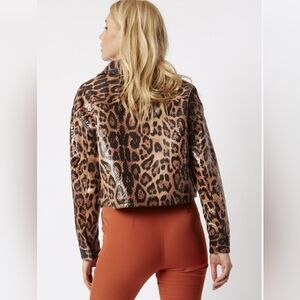 Sexy Womens Jayley Leopard Print Snake Print Cropped Biker Jacket New One Size